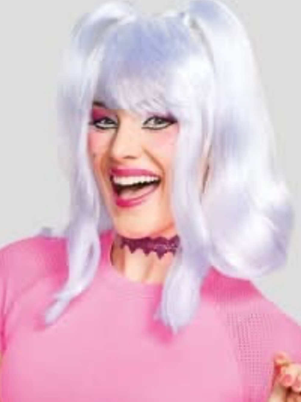 Hyde & Eek! Women’s white ponytails wig hair NEW glows under black light anime
